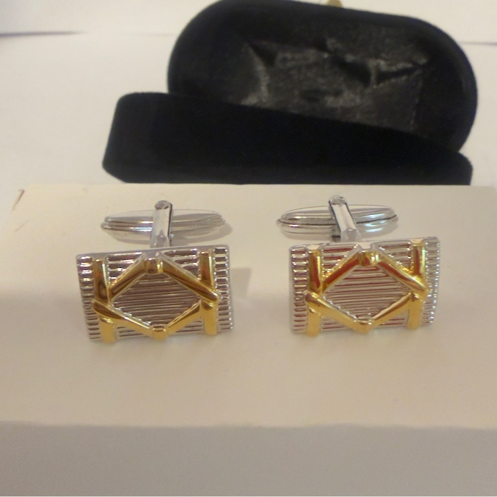 Nina Ricci Silver and Gold Geometric Cufflinks